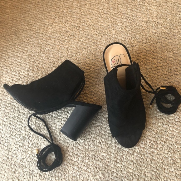 Black Suede Lace-up Mules 🍸 - Picture 1 of 5